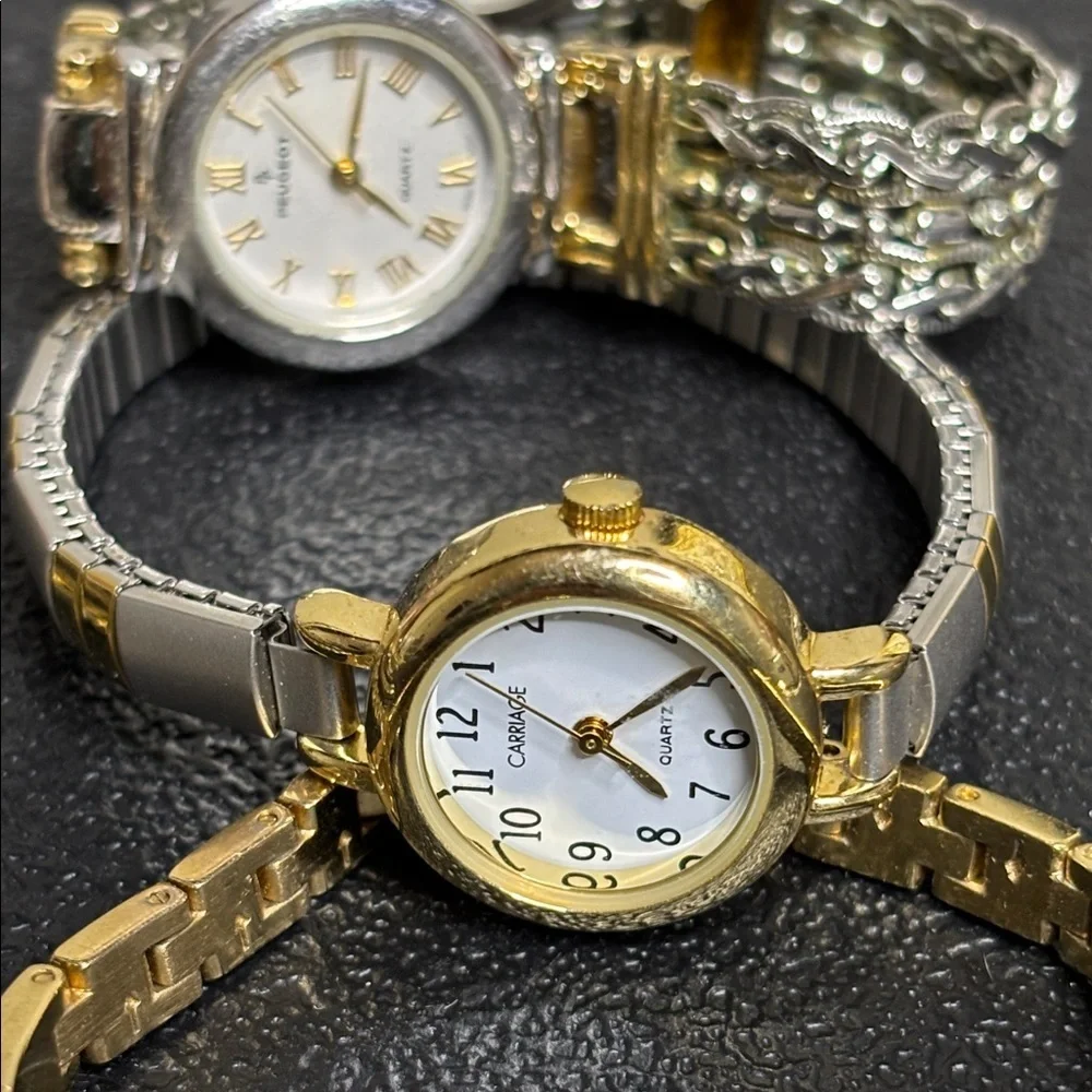 Stainless Steel Watch Bundle Silver Gold Need Battery Various Brands Lot of 7